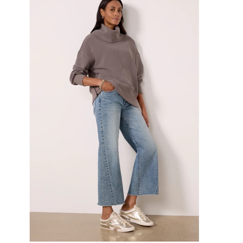 Varley Milton Sweatshirt Side‎ Zip Pullover Cowl Neck Ribbed Medium